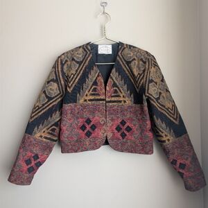WRAPS Southwestern Baroque Tapestry Crop Jacket